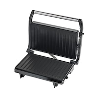 Sandwich-maker Sapir tip panini cu acoperire non-stick, 2 felii, 750W, negru, 22.5x14.0 cm