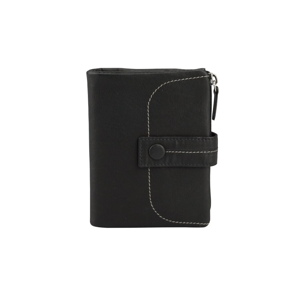 Portofel dama, piele naturala, negru, 9 x 12 cm, L100-01