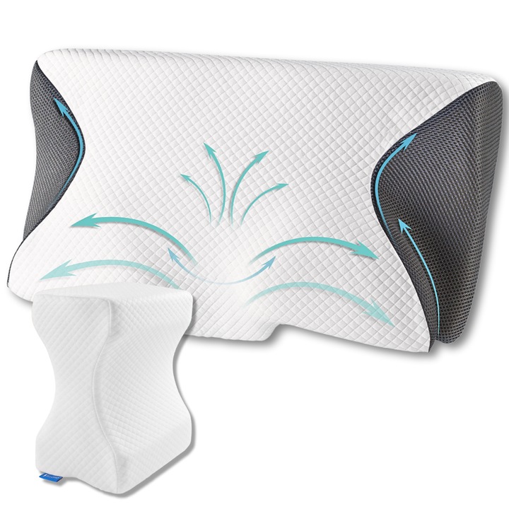 Set perne pentru dormit Suporto®️, perna ortopedica cu extensii si perna pentru genunchi