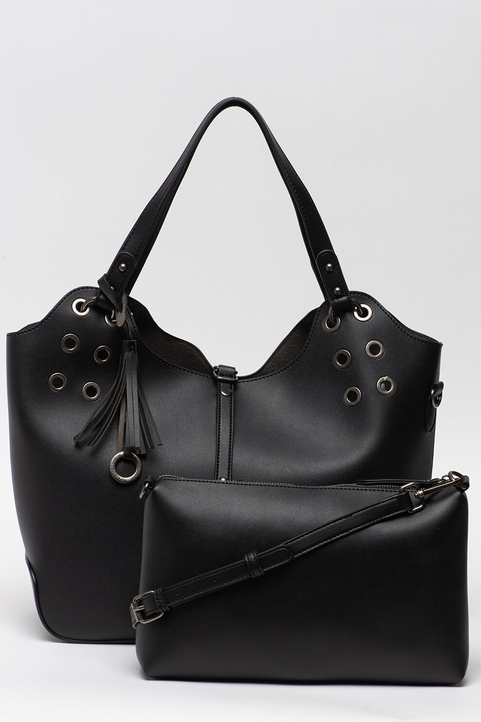 Pepe Jeans London, Geanta hobo de piele ecologica Angelica, Negru