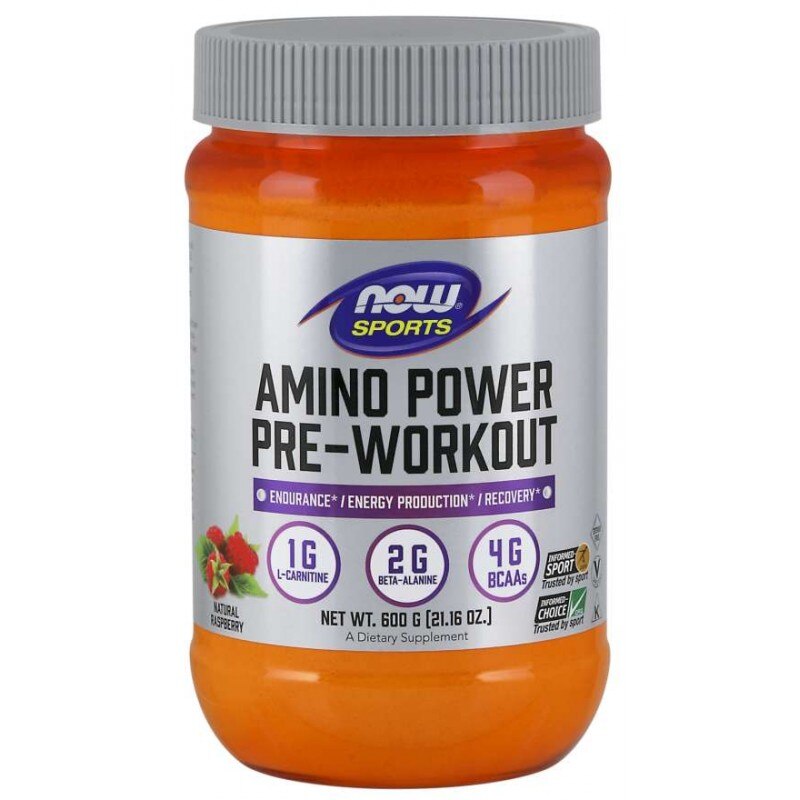 Supliment nutritiv pre-antrenament Amino Power, Now Foods, 600 g
