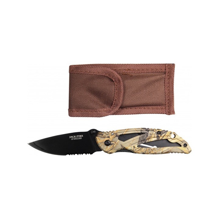 Briceag Jack Pyke cu maner camuflaj si husa textila