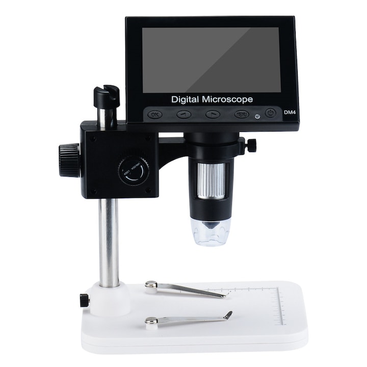 BlueSkySea DM4 mikroszkóp, elektronikus, digitális, 4,3 hüvelykes, LCD-kijelzővel, 1–1000x képnagyítással
