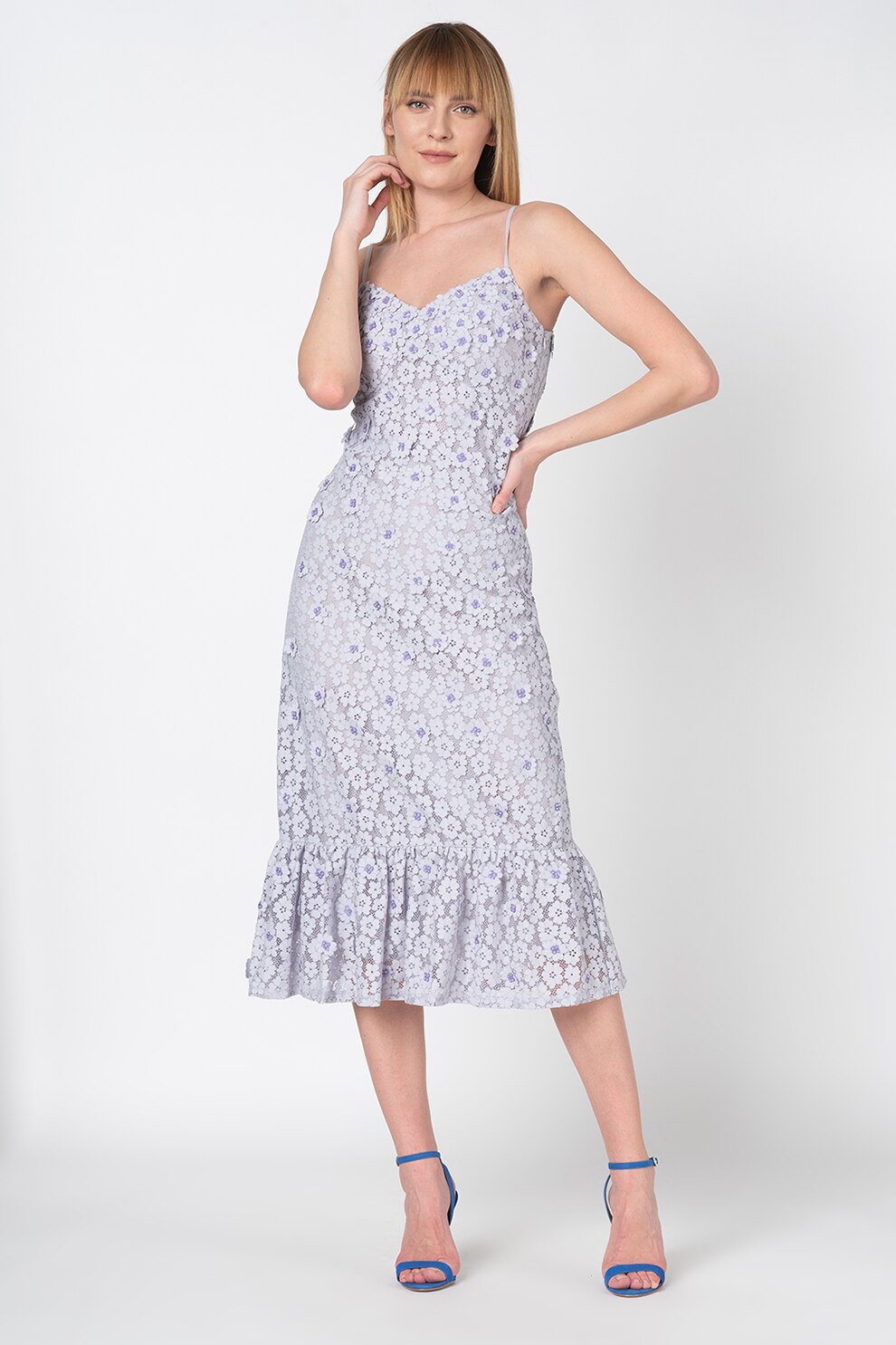 Michael Michael Kors, Rochie midi din dantela, Lila prafuit