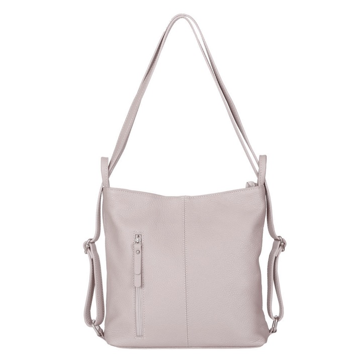 Geanta rucsac 2-in-1 din piele naturala Alesandra gri deschis