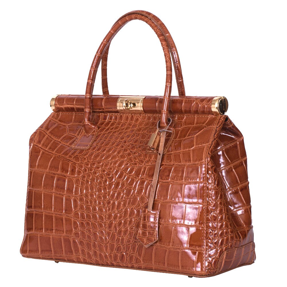 Geanta din piele naturala Florelle cognac