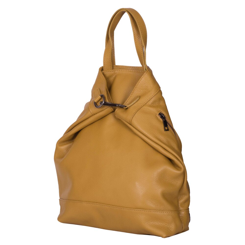 Rucsac si geanta din piele naturala 2-in-1 Ingrid galben