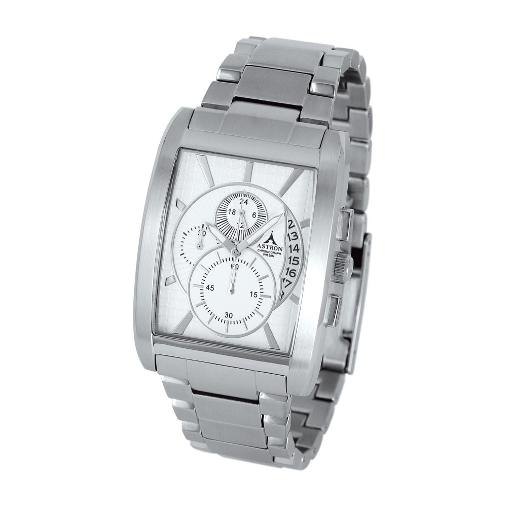 Ceas barbatesc, ASTRON, Analog, Casual, Quartz, Alb, Argintiu, Inox, curea din Inox, dimensiune carcasa 3.8 cm