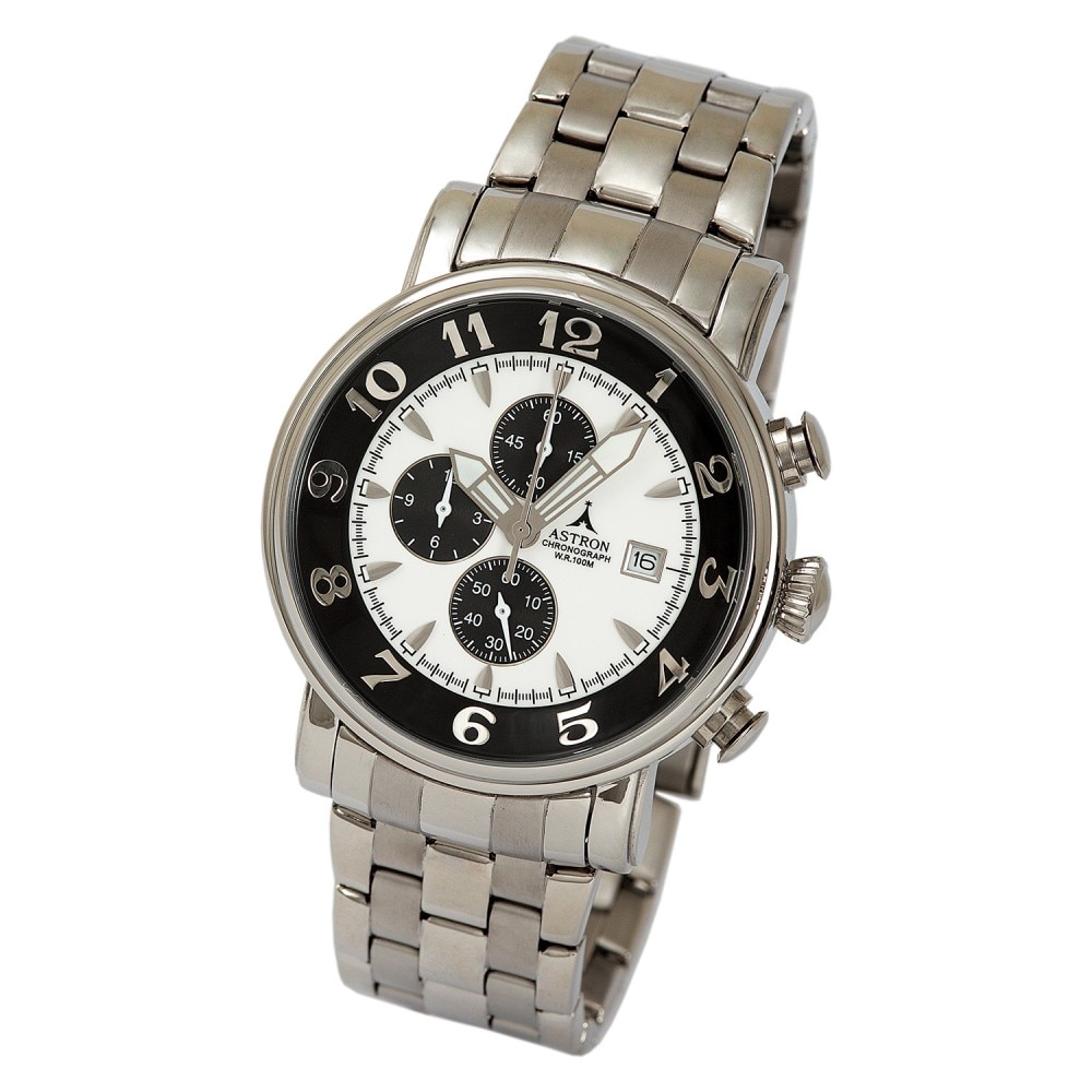 Ceas barbatesc, ASTRON, Analog, Casual, Quartz, Alb, Argintiu, Inox, curea din Inox,Rotunda, dimensiune carcasa 4.3 cm