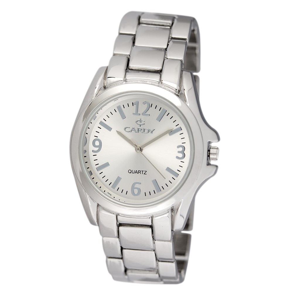 Ceas barbatesc, CARDY, Analog, Elegant, Quartz, Argintiu, Argintiu, Aliaj, curea din Aliaj, dimensiune carcasa 4 cm