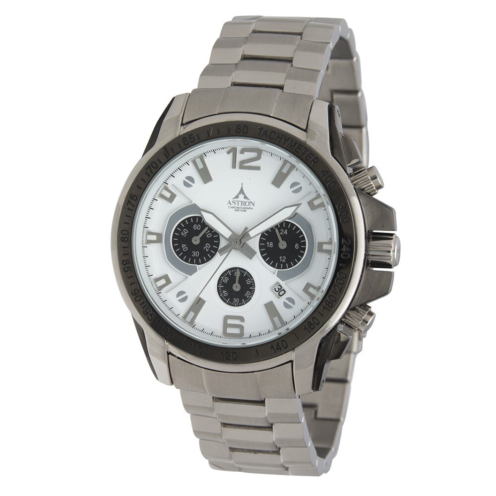Ceas barbatesc, ASTRON, Analog, Casual, Quartz, Alb, Argintiu, Inox, curea din Inox,Rotunda, dimensiune carcasa 4.3 cm