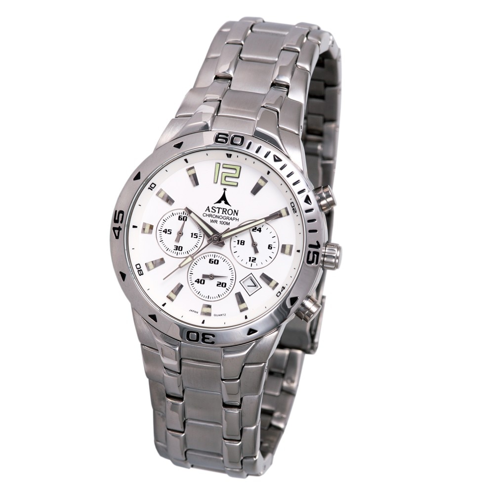 Ceas barbatesc, ASTRON, Analog, Casual, Quartz, Alb, Argintiu, Inox, curea din Inox, dimensiune carcasa 3.8 cm