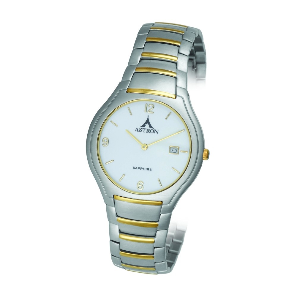 Ceas barbatesc, ASTRON, Analog, Casual, Quartz, Alb, Bicolor, Inox, curea din Inox, dimensiune carcasa 3.6 cm