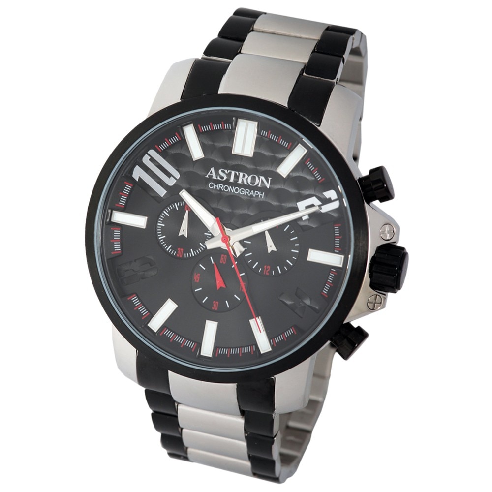 Ceas barbatesc, ASTRON, Analog, Casual, Quartz, Negru, Bicolor, Inox, curea din Inox, dimensiune carcasa 5.1 cm