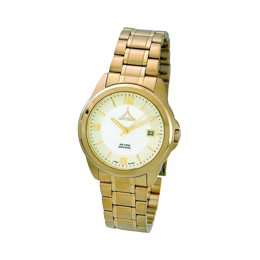 Ceas barbatesc, ASTRON, Analog, Casual, Quartz, Sampanie, Auriu, Inox, curea din Inox,Rotunda, dimensiune carcasa 4.3 cm