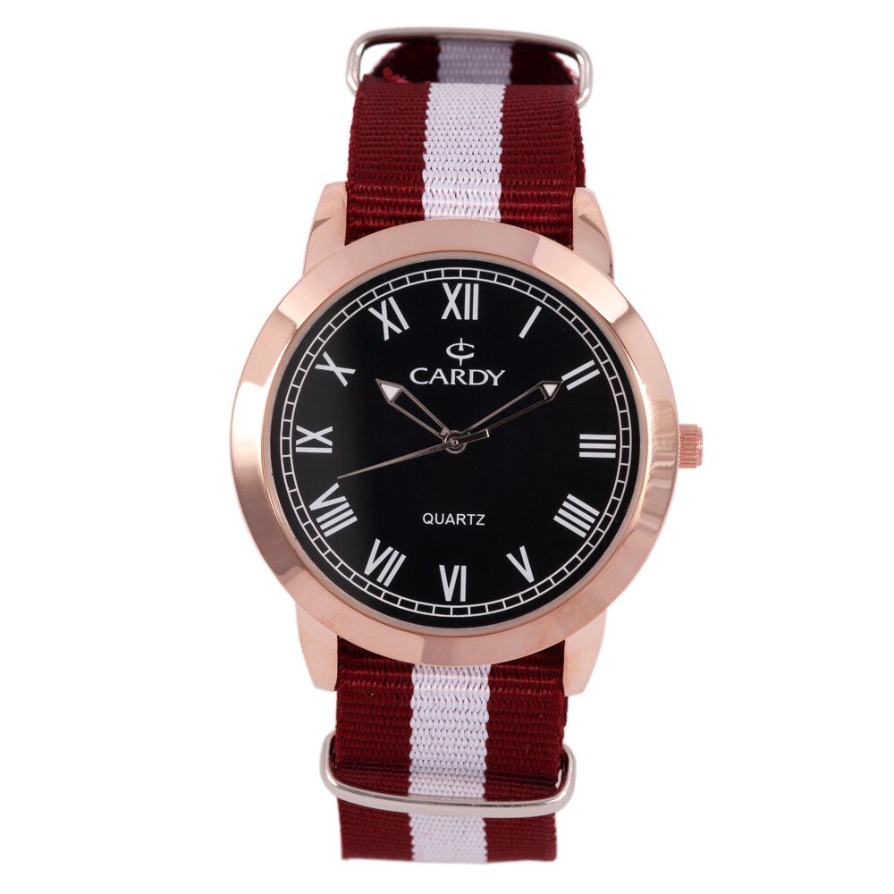 Ceas barbatesc, CARDY, Analog, Casual, Quartz, Negru, Rosegold, Aliaj, curea din Textil, dimensiune carcasa 4 cm
