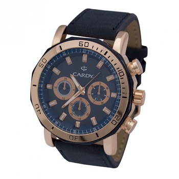 Ceas barbatesc, CARDY, Analog, Sport, Quartz, Albastru, Rosegold, Aliaj, curea din Piele ecologica, dimensiune carcasa 4.6 cm Ceas barbatesc, CARDY, Analog, Sport, Quartz, Albastru, Rosegold, Aliaj, curea din Piele ecologica, dimensiune carcasa 4.6 cm