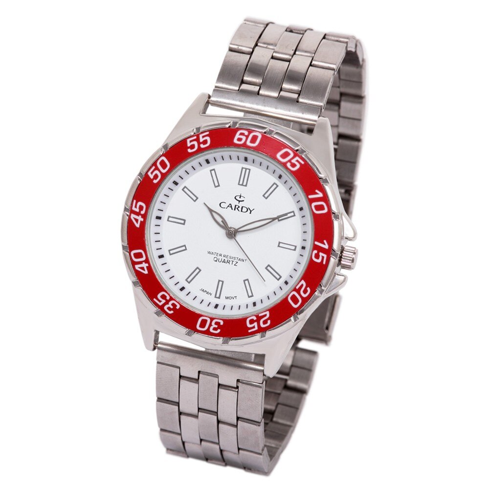 Ceas barbatesc, CARDY, Analog, Sport, Quartz, Alb, Argintiu, Aliaj, curea din Aliaj, dimensiune carcasa 4.4 cm