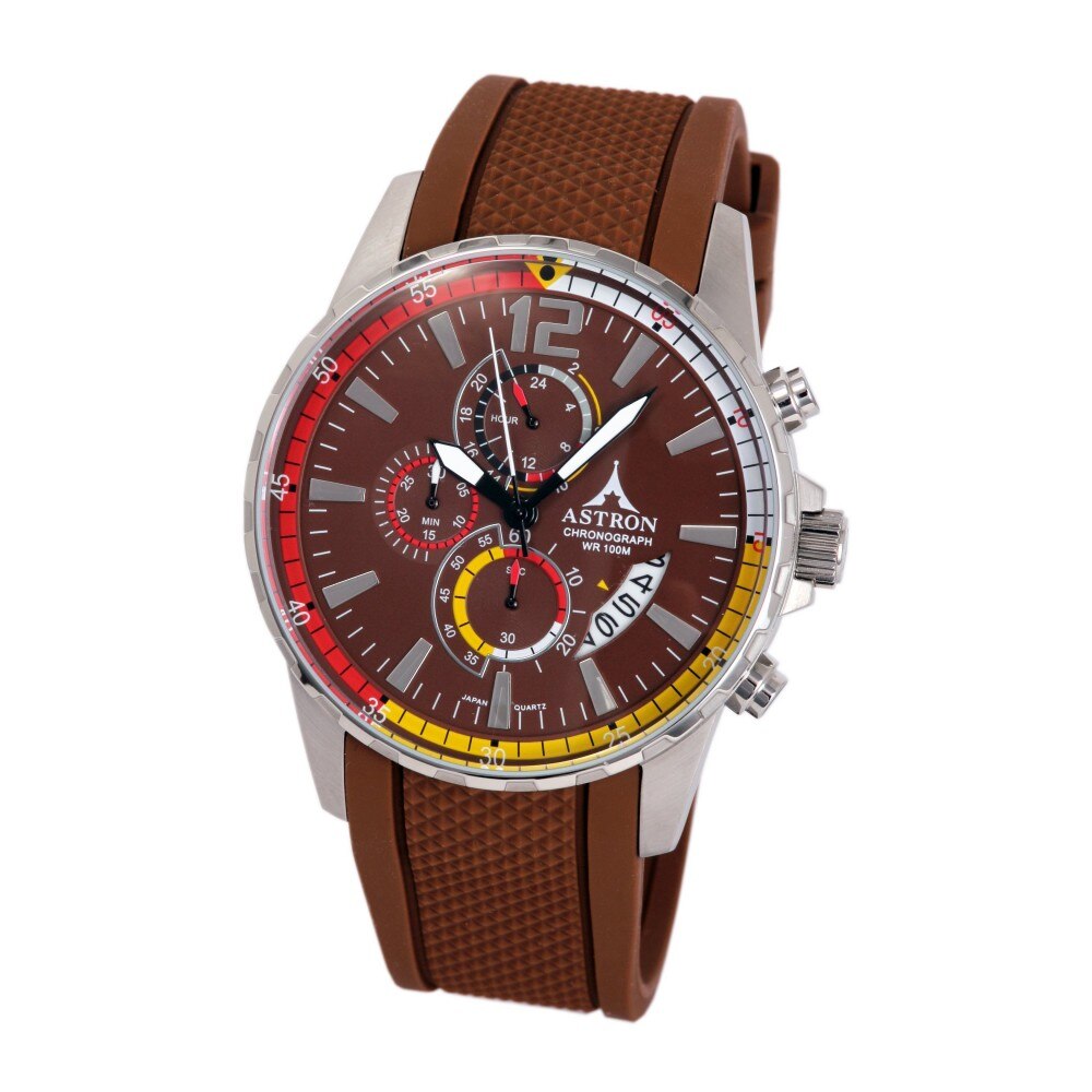 Ceas barbatesc, ASTRON, Analog, Casual, Quartz, Maro, Argintiu, Inox, curea din Silicon, dimensiune carcasa 4.5 cm