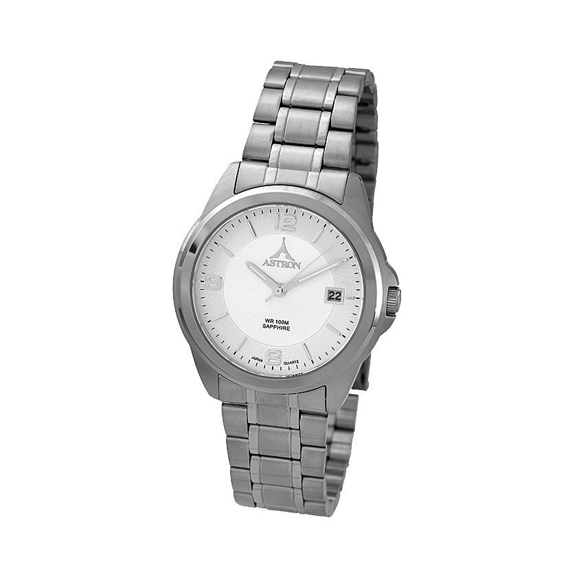 Ceas barbatesc, ASTRON, Analog, Casual, Quartz, Alb, Argintiu, Inox, curea din Inox, dimensiune carcasa 4.3 cm