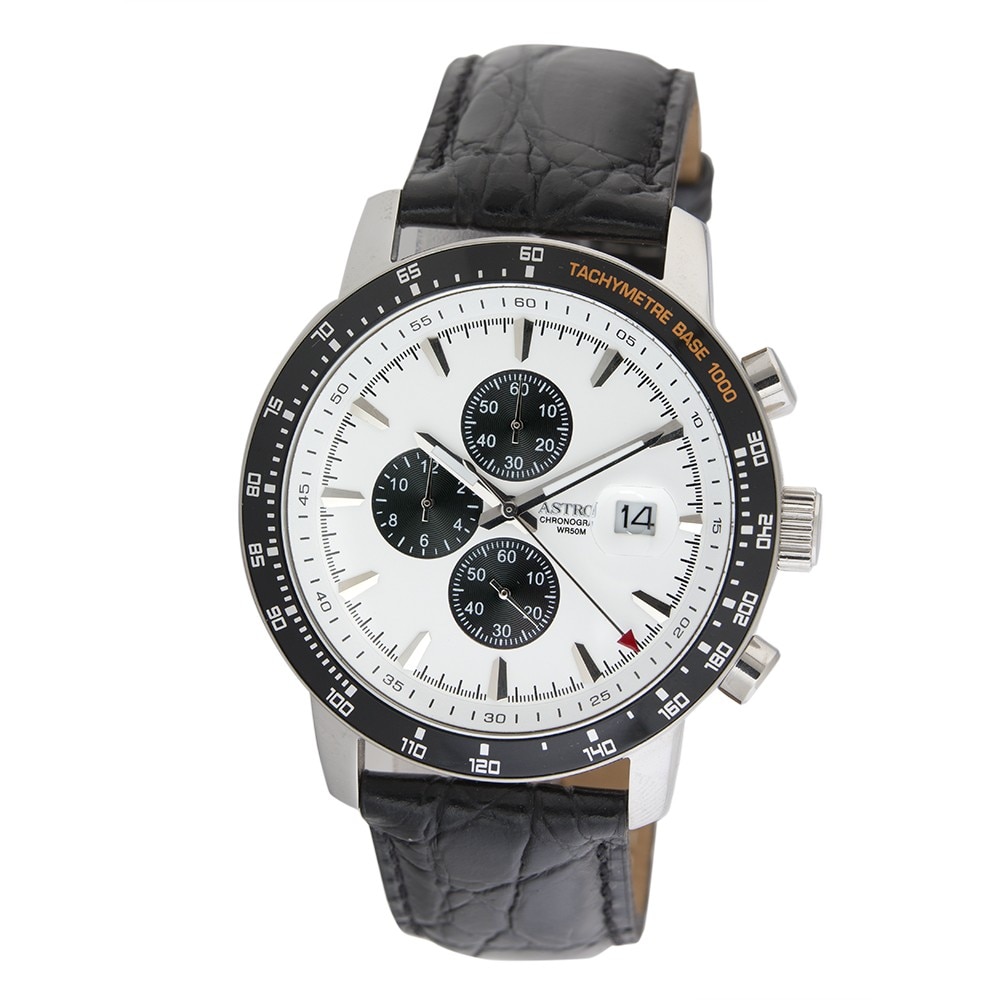 Ceas barbatesc, ASTRON, Analog, Casual, Quartz, Alb, Argintiu, Inox, curea din Piele naturala, dimensiune carcasa 4.2 cm