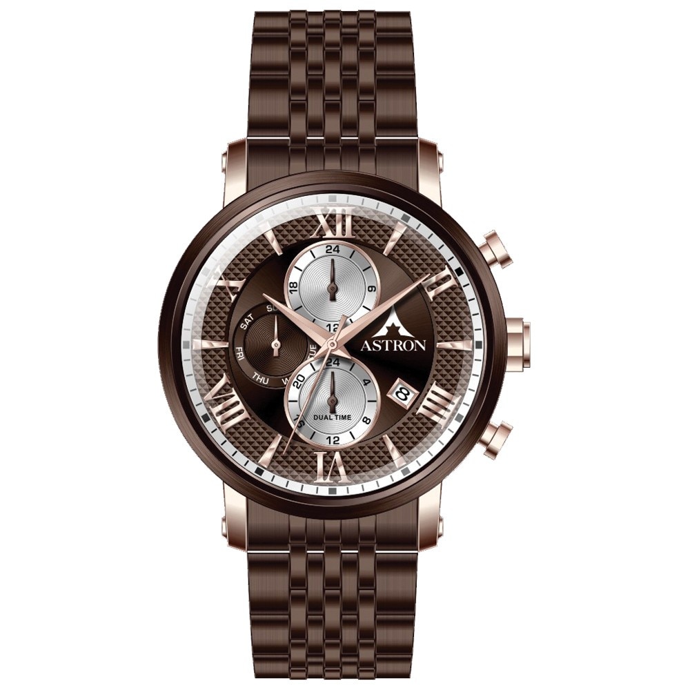Ceas barbatesc, ASTRON, Analog, Casual, Quartz, Maro, Maro, Inox, curea din Inox, dimensiune carcasa 4.5 cm