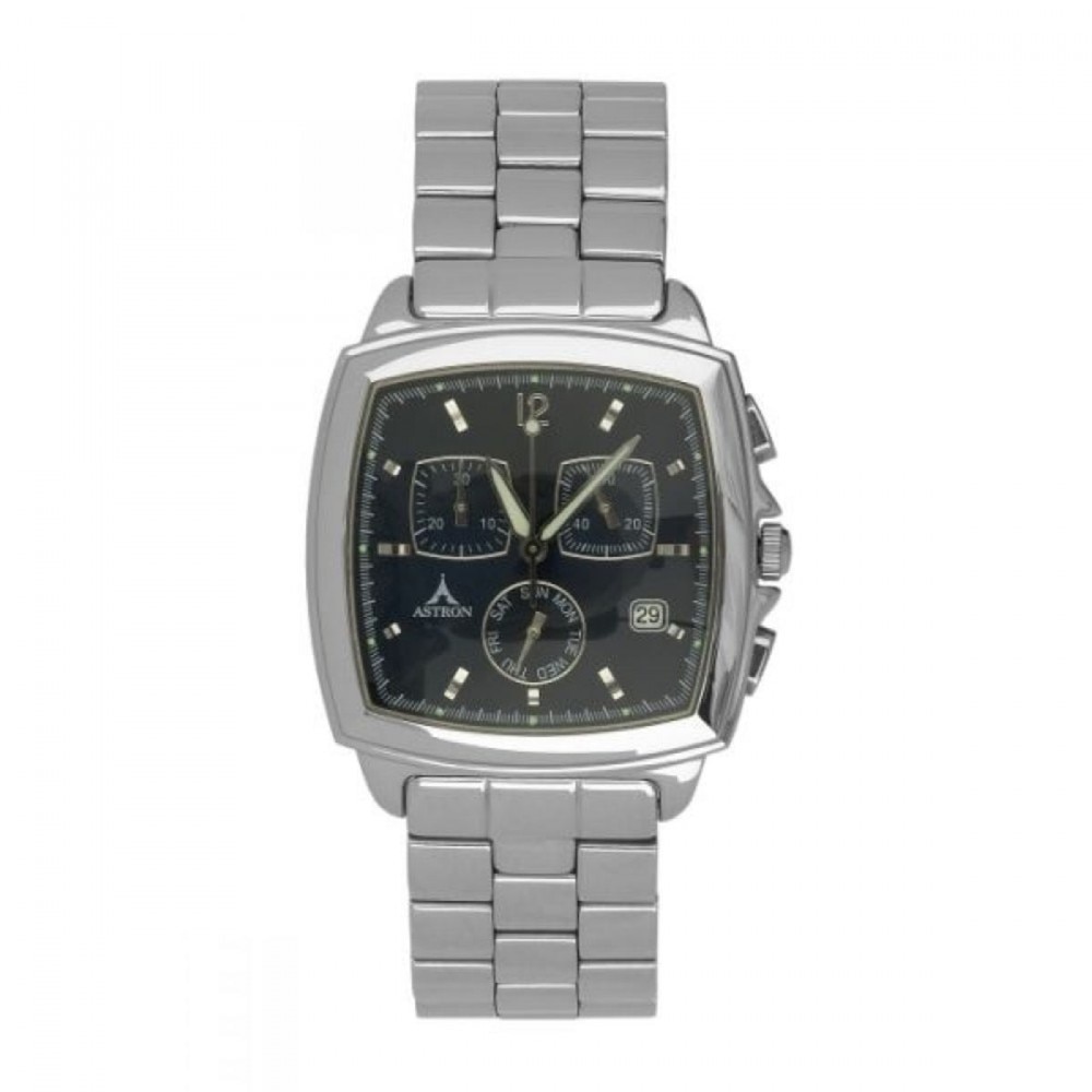 Ceas barbatesc, ASTRON, Analog, Casual, Quartz, Negru, Argintiu, Inox, curea din Inox,Patrata, dimensiune carcasa 3.6 cm