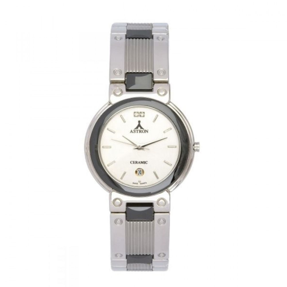 Ceas barbatesc, ASTRON, Analog, Casual, Quartz, Alb, Argintiu/Negru, Ceramica, curea din Ceramica, dimensiune carcasa 3.3 cm