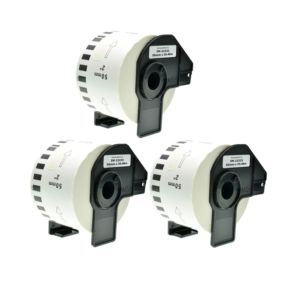 Set 3 Banda/Rola DK22223 50mmX30.48m etichete Alb Compatibile BROTHER P-Touch QL 1000 Series / QL 1050 / QL 1050 N / QL 1060 N / QL 500 / QL 550 / QL 560 /QL 570 / QL 580/QL 650 TD / QL 700 / QL 710 W / QL 720 NW
