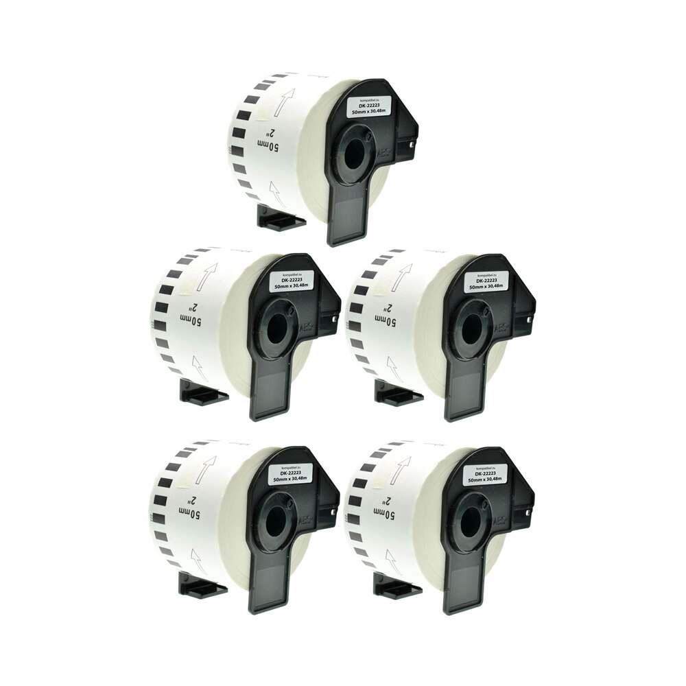 Set 5 Banda/Rola DK22223 50mmX30.48m etichete Alb Compatibile BROTHER P-Touch QL 1000 Series / QL 1050 / QL 1050 N / QL 1060 N / QL 500 / QL 550 / QL 560 /QL 570 / QL 580/QL 650 TD / QL 700 / QL 710 W / QL 720 NW
