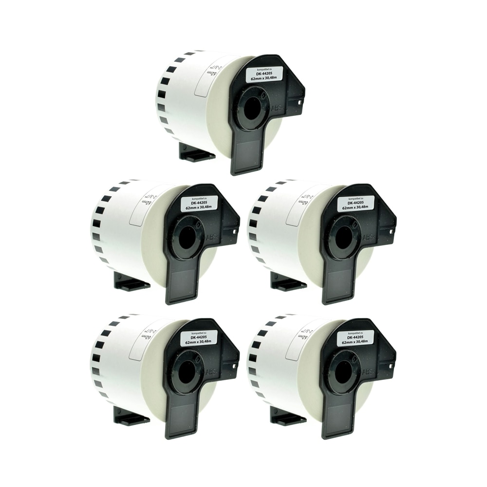 Set 5 Banda/Rola etichete Alb Compatibile BROTHER DK44205 62mmX30.48m P-Touch QL1000 1050 1060,500,560,570,580,650,720,