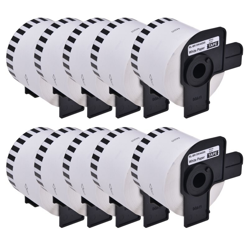 Set 10 Banda/Rola etichete Alb Compatibile BROTHER DK44205 62mmX30.48m P-Touch QL1000 1050 1060,500,560,570,580,650,720,