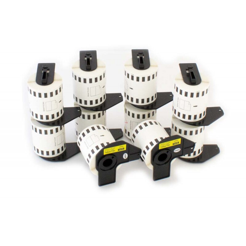 Set 10 Banda/Rola etichete GALBEN pentru for Brother DK44605 62mmX30.48m P-Touch QL1000 1050 1060,500,560,570,580,650,720,Yellow