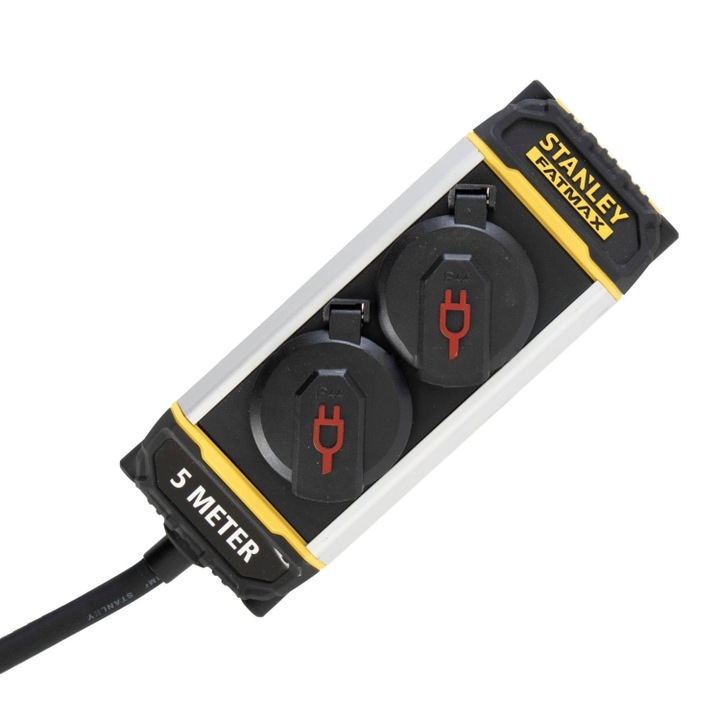 Разклонител Stanley, 2 контакта, IP44, H07RN, 5 м