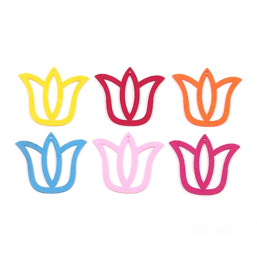 Set 6 figurine din fetru - lalele colorate, 6 cm