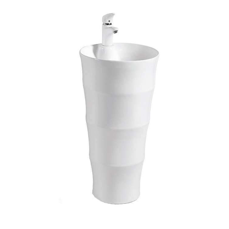 Lavoar din portelan Elysee Karag, Forma ovala, Montare pe podea, 42х42 cm, Alb