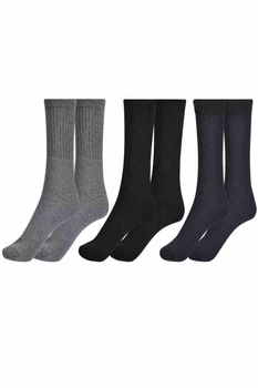 Set de 3 Per .Sosete groase din bumbac cu talpa flausata,pentru barbati,LAROM, Gri/Negru/Bleumarin Set de 3 Per .Sosete groase din bumbac cu talpa flausata,pentru barbati,LAROM, Gri/Negru/Bleumarin