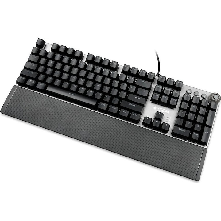 Tastatura mecanica PadForce® RGB, Bluetooth, cu 9 taste macro progamabile, setare volum pentru Gaming, Office, Studio, Streaming, HotSwap, Negru
