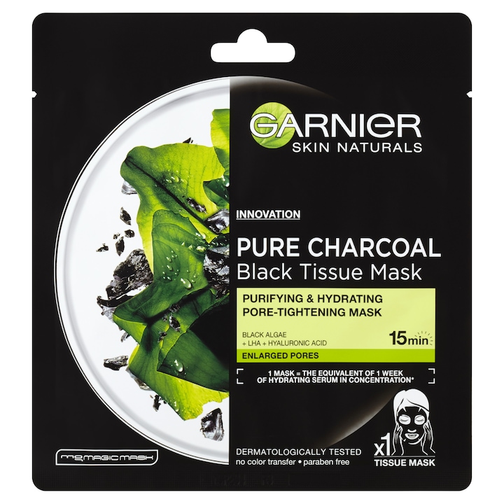Garnier Skin Naturals Tisztító És Hidratáló Textil Maszk Tág Pórusokra, 28 g