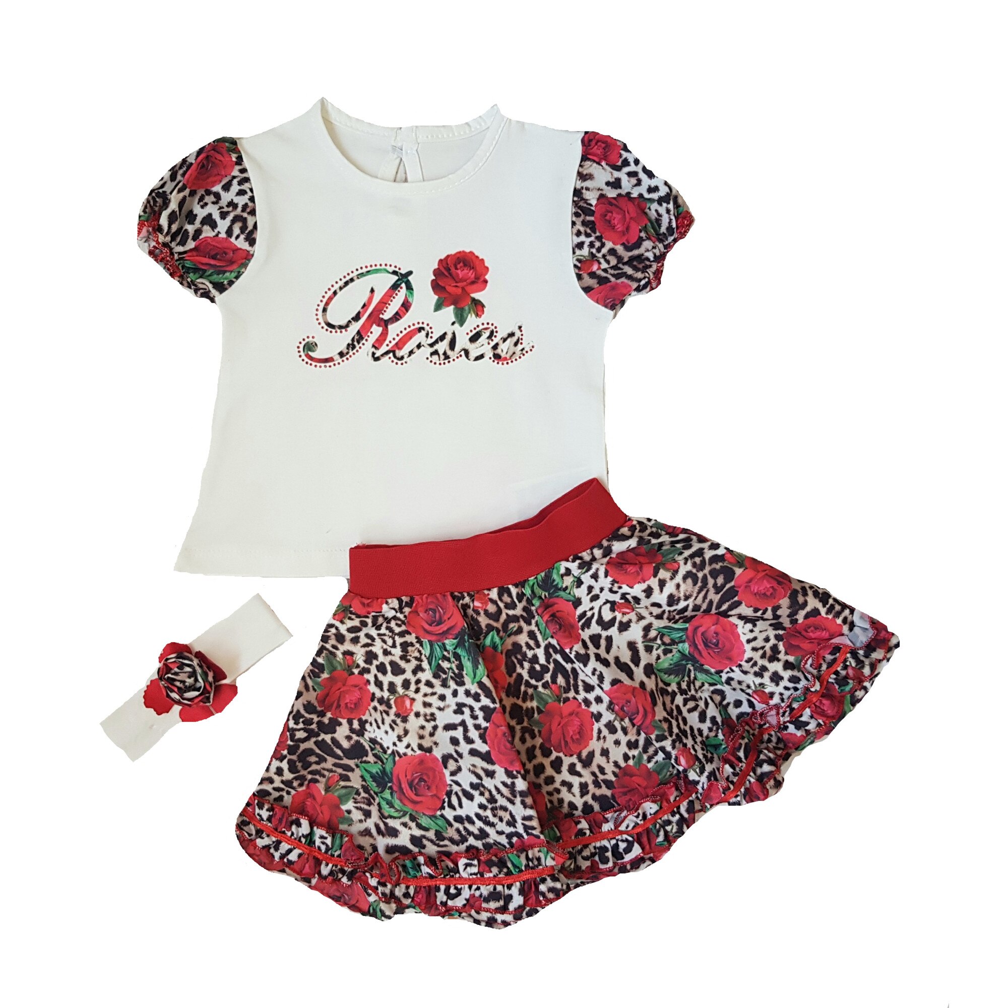Compleu din 3 piese, Pattic, model floral, Rose