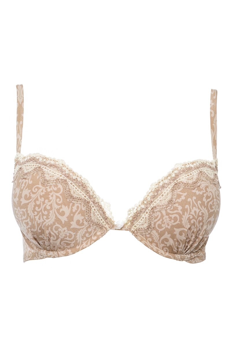 Sutien din microfibra, cu burete subtire gradual, Intimamoda 5544, Bej/ Alb