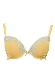 Sutien din microfibra si dantela, cu burete subtire gradual, Intimamoda 5557, Galben Sutien din microfibra si dantela, cu burete subtire gradual, Intimamoda 5557, Galben