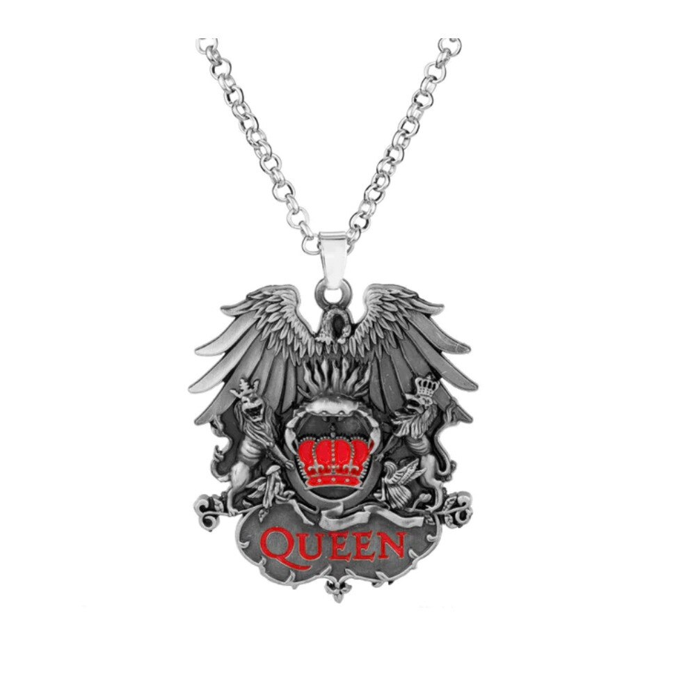 Lant cu pandantiv Queen Band, argintiu