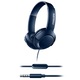 Casti over ear cu microfon Philips, Bass+, Sistem inchis, Cablu 1.2m, Jack 3.5mm, Albastru