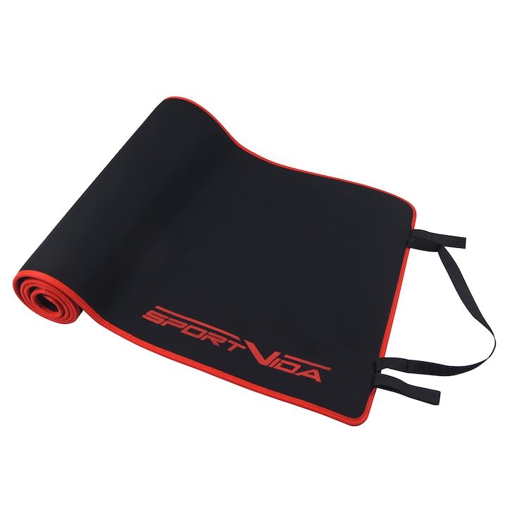 SportVida edzőszőnyeg, 180 cm, neoprén, fekete/piros