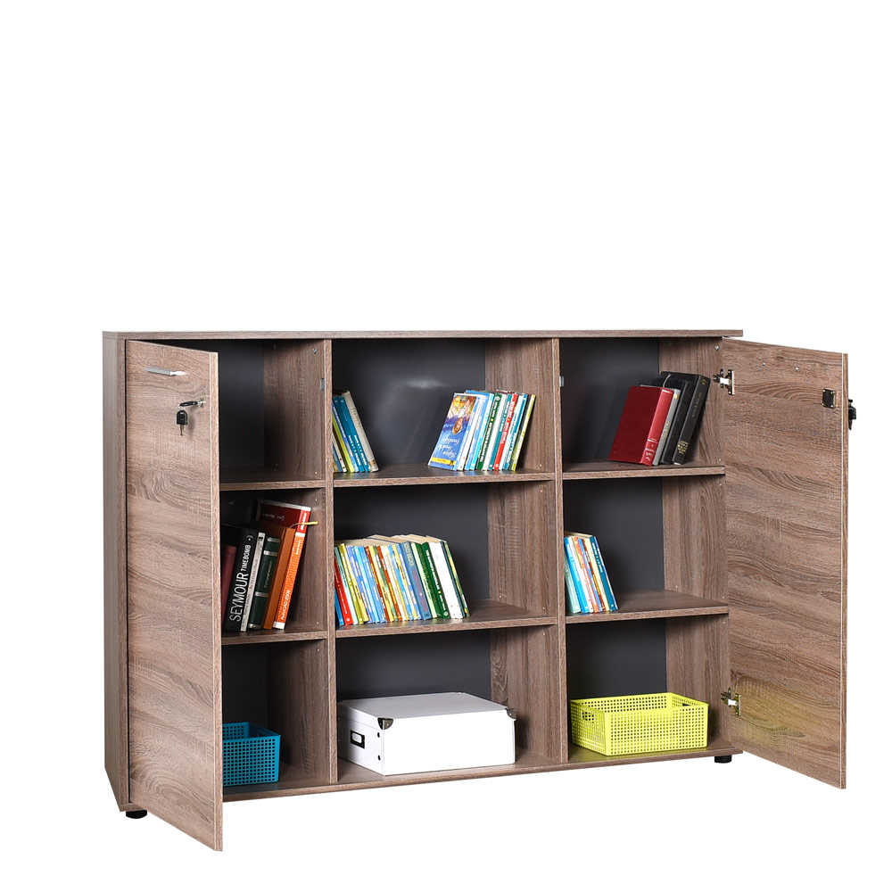 Biblioteca Adore New York Office, 2 usi cu cheie, Latte, 150x110x34 cm
