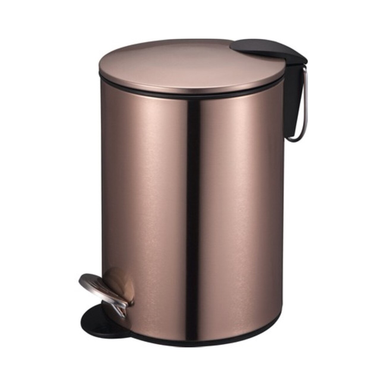 Cos de gunoi din metal de culoare auriu-rose,pentru baie,hol,interior si exterior,cu pedala de deschidere