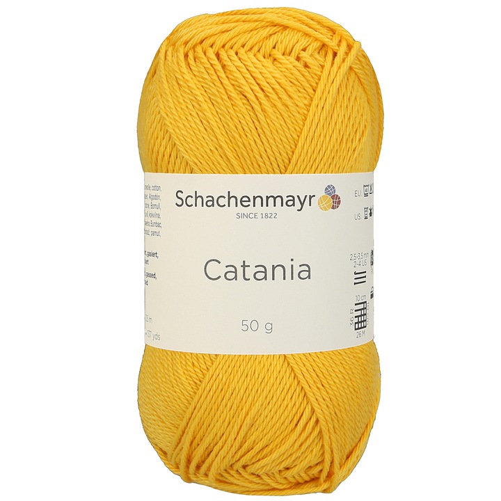 Fir Textil Smc Schachenmayr Catania 0208 pentru crosetat si tricotat, bumbac, galben miere 125 m