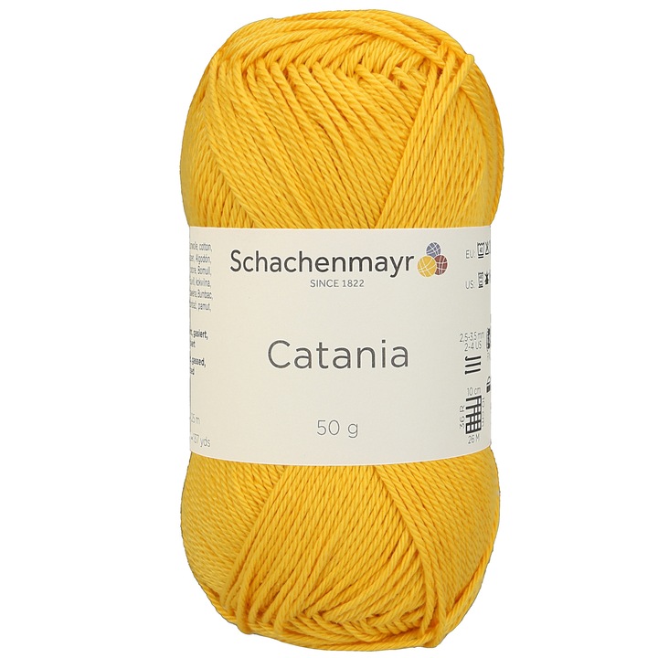 Fir Textil Smc Schachenmayr Catania 0208 pentru crosetat si tricotat, bumbac, galben miere 125 m