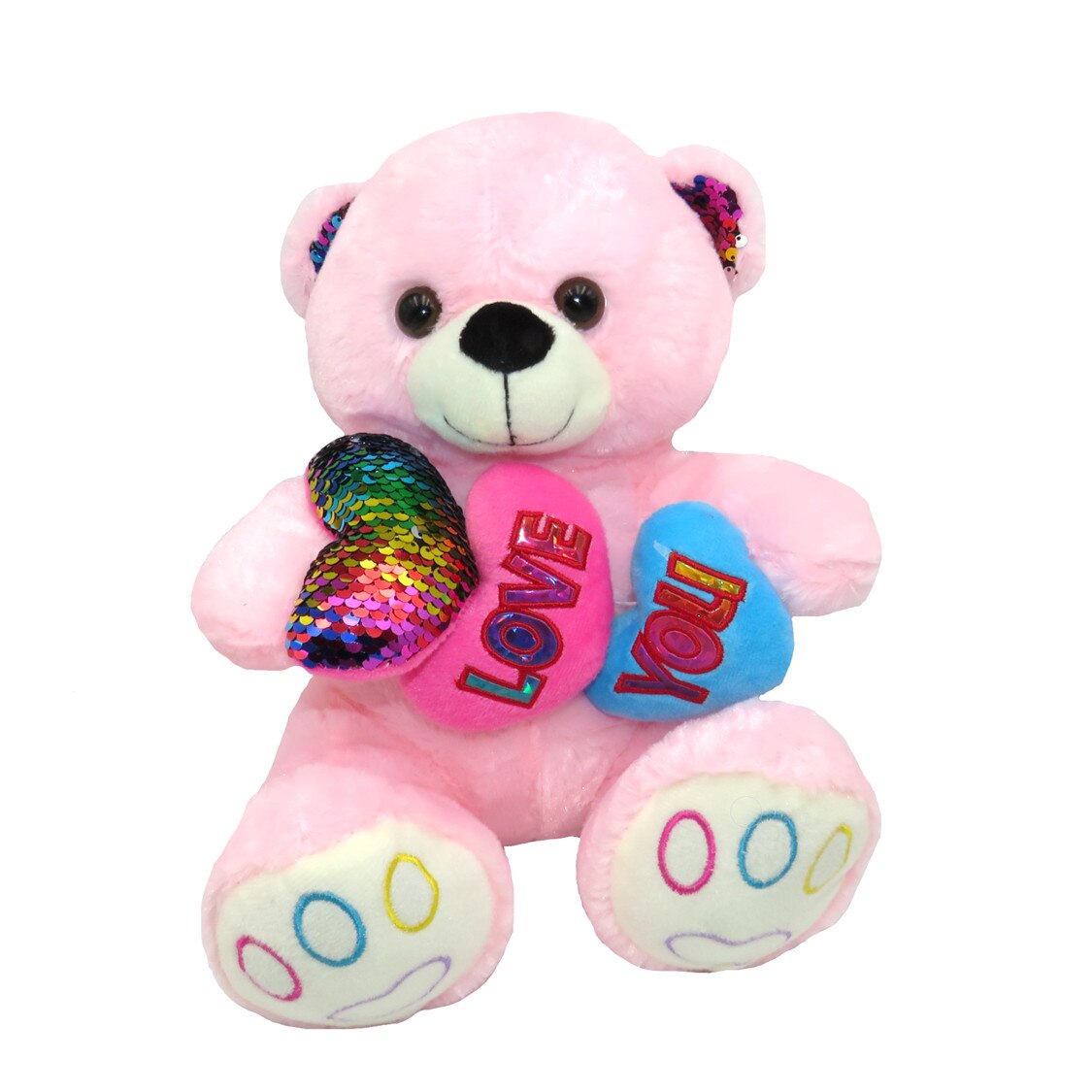 Ursulet plus roz, 40 cm, cu inimioare